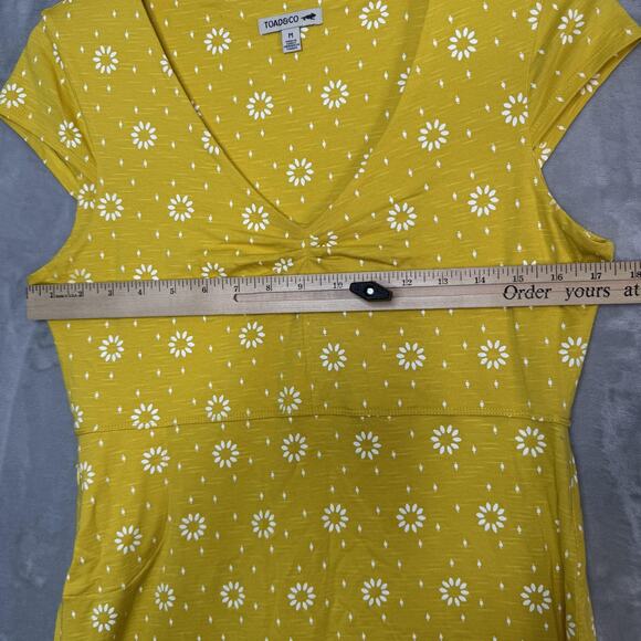 Toad&Co Dress Womens Medium Yellow Rosemary Daisy Floral V-Neck Cap Sleeve Knit - Picture 7 of 8